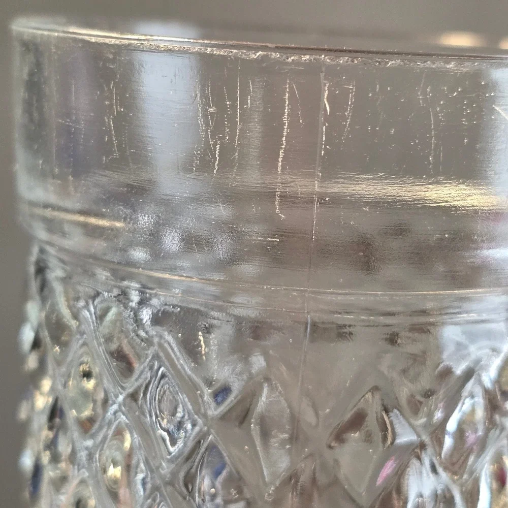 Anchor Hocking Quilted Diamond Tumblers Set of 3 Clear Good Vintage 5.75in